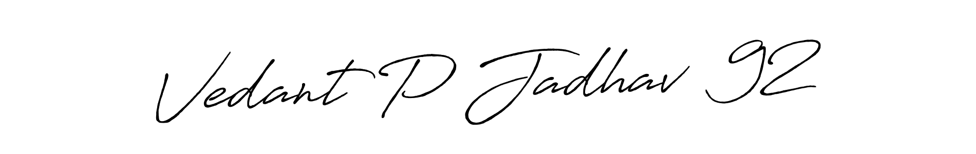 The best way (Antro_Vectra_Bolder) to make a short signature is to pick only two or three words in your name. The name Vedant P Jadhav  92 include a total of six letters. For converting this name. Vedant P Jadhav  92 signature style 7 images and pictures png