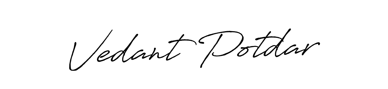 Use a signature maker to create a handwritten signature online. With this signature software, you can design (Antro_Vectra_Bolder) your own signature for name Vedant Potdar. Vedant Potdar signature style 7 images and pictures png