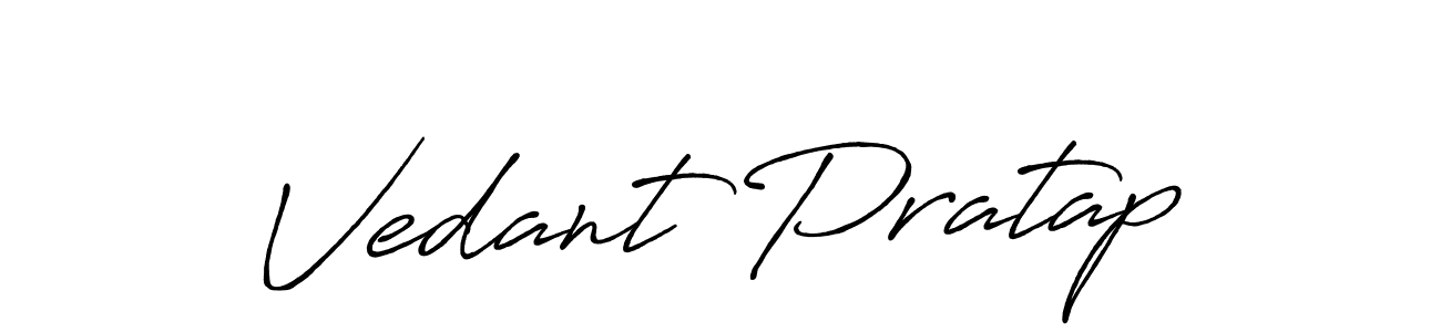 How to make Vedant Pratap name signature. Use Antro_Vectra_Bolder style for creating short signs online. This is the latest handwritten sign. Vedant Pratap signature style 7 images and pictures png