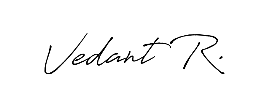 if you are searching for the best signature style for your name Vedant R.. so please give up your signature search. here we have designed multiple signature styles  using Antro_Vectra_Bolder. Vedant R. signature style 7 images and pictures png