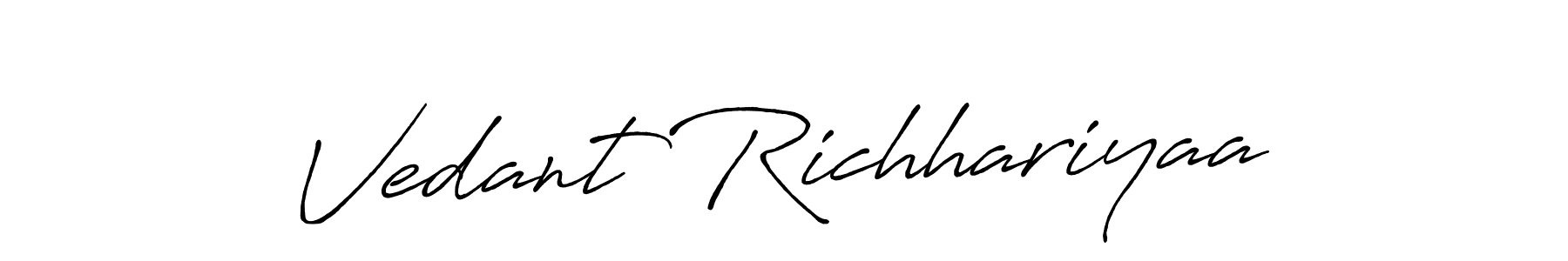 Design your own signature with our free online signature maker. With this signature software, you can create a handwritten (Antro_Vectra_Bolder) signature for name Vedant Richhariyaa. Vedant Richhariyaa signature style 7 images and pictures png