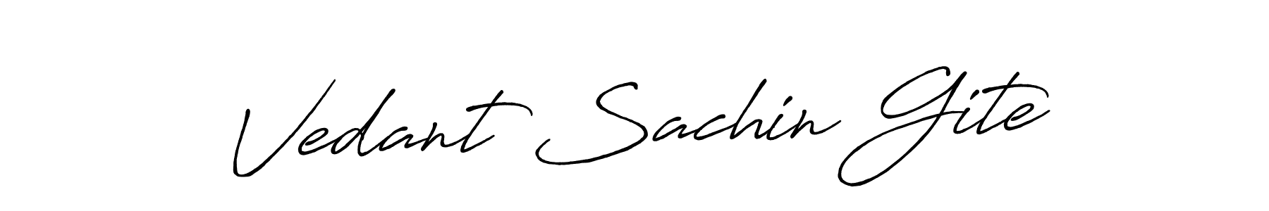 Make a beautiful signature design for name Vedant Sachin Gite. With this signature (Antro_Vectra_Bolder) style, you can create a handwritten signature for free. Vedant Sachin Gite signature style 7 images and pictures png