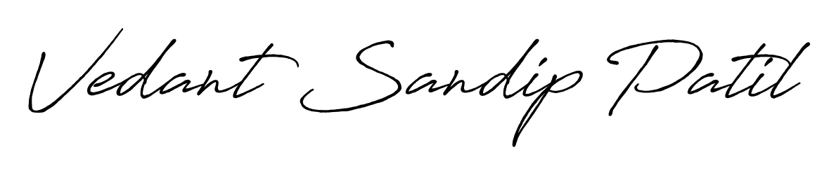 A timeless handwritten aesthetic for Vedant Sandip Patil. The Antro_Vectra_Bolder font gives your signature a handcrafted feel with natural curves. Vedant Sandip Patil signature style 7 images and pictures png
