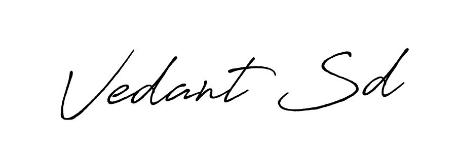 The best way (Antro_Vectra_Bolder) to make a short signature is to pick only two or three words in your name. The name Vedant Sd include a total of six letters. For converting this name. Vedant Sd signature style 7 images and pictures png