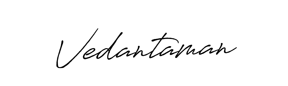 Use a signature maker to create a handwritten signature online. With this signature software, you can design (Antro_Vectra_Bolder) your own signature for name Vedantaman. Vedantaman signature style 7 images and pictures png