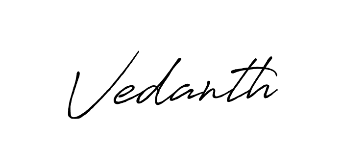Use a signature maker to create a handwritten signature online. With this signature software, you can design (Antro_Vectra_Bolder) your own signature for name Vedanth. Vedanth signature style 7 images and pictures png
