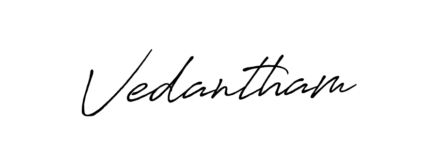 Use a signature maker to create a handwritten signature online. With this signature software, you can design (Antro_Vectra_Bolder) your own signature for name Vedantham. Vedantham signature style 7 images and pictures png