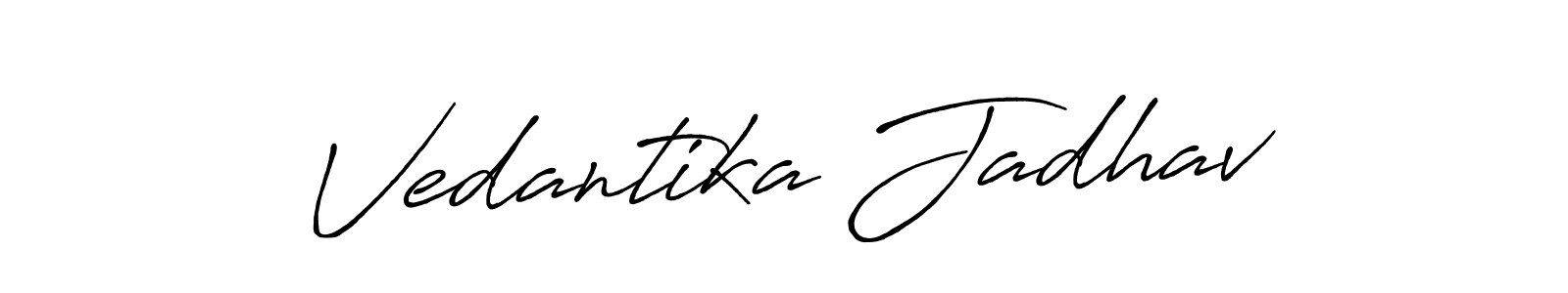 How to make Vedantika Jadhav name signature. Use Antro_Vectra_Bolder style for creating short signs online. This is the latest handwritten sign. Vedantika Jadhav signature style 7 images and pictures png