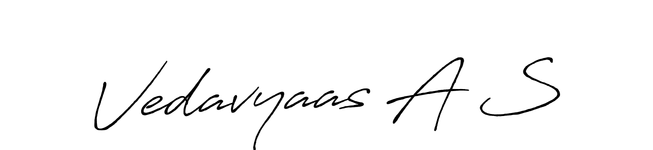Create a beautiful signature design for name Vedavyaas A S. With this signature (Antro_Vectra_Bolder) fonts, you can make a handwritten signature for free. Vedavyaas A S signature style 7 images and pictures png