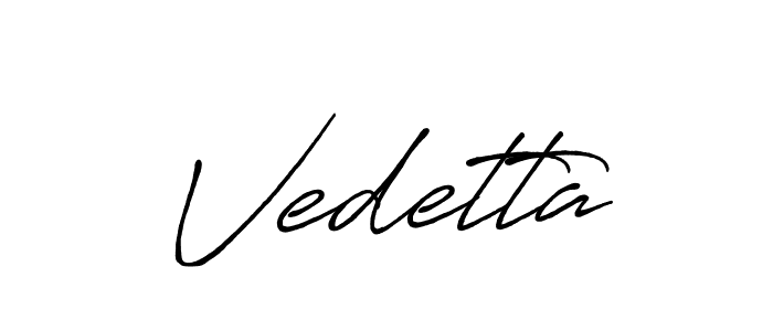 Create a beautiful signature design for name Vedetta. With this signature (Antro_Vectra_Bolder) fonts, you can make a handwritten signature for free. Vedetta signature style 7 images and pictures png