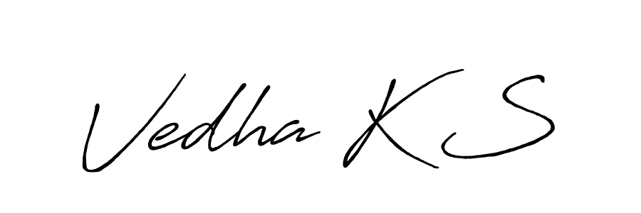 How to make Vedha K S name signature. Use Antro_Vectra_Bolder style for creating short signs online. This is the latest handwritten sign. Vedha K S signature style 7 images and pictures png