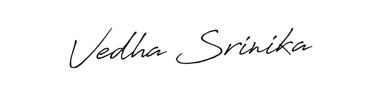 How to make Vedha Srinika name signature. Use Antro_Vectra_Bolder style for creating short signs online. This is the latest handwritten sign. Vedha Srinika signature style 7 images and pictures png