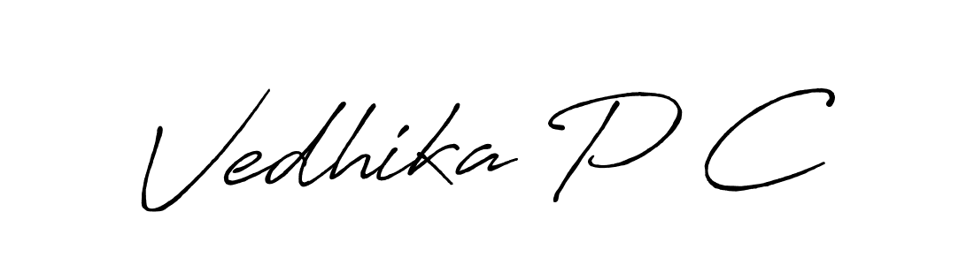 Make a beautiful signature design for name Vedhika P C. With this signature (Antro_Vectra_Bolder) style, you can create a handwritten signature for free. Vedhika P C signature style 7 images and pictures png