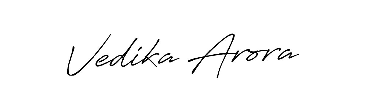 Make a beautiful signature design for name Vedika Arora. With this signature (Antro_Vectra_Bolder) style, you can create a handwritten signature for free. Vedika Arora signature style 7 images and pictures png