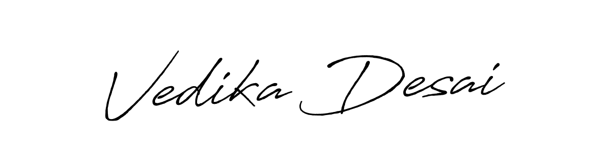 This is the best signature style for the Vedika Desai name. Also you like these signature font (Antro_Vectra_Bolder). Mix name signature. Vedika Desai signature style 7 images and pictures png