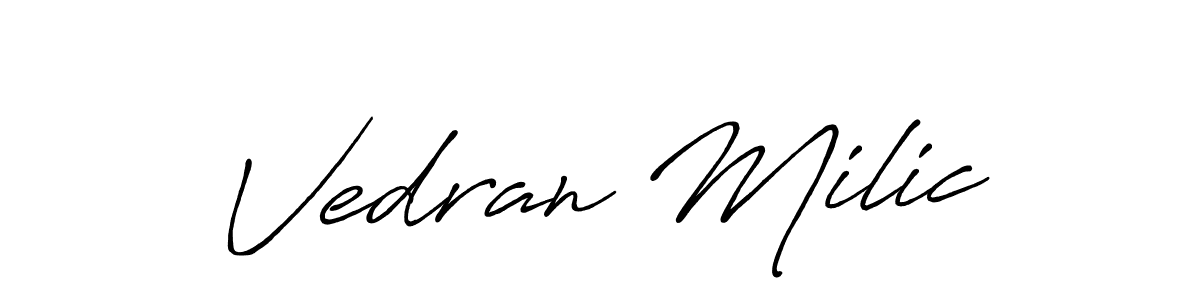 Make a beautiful signature design for name Vedran Milic. With this signature (Antro_Vectra_Bolder) style, you can create a handwritten signature for free. Vedran Milic signature style 7 images and pictures png