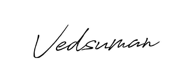 Make a beautiful signature design for name Vedsuman. With this signature (Antro_Vectra_Bolder) style, you can create a handwritten signature for free. Vedsuman signature style 7 images and pictures png