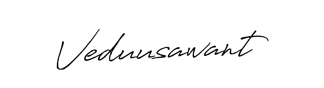 Use a signature maker to create a handwritten signature online. With this signature software, you can design (Antro_Vectra_Bolder) your own signature for name Veduusawant. Veduusawant signature style 7 images and pictures png