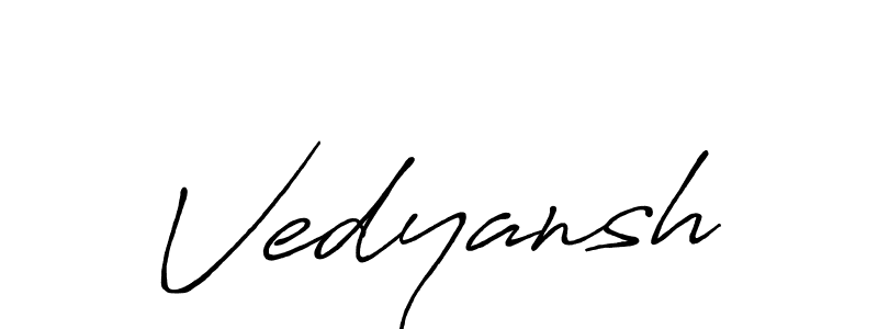 Use a signature maker to create a handwritten signature online. With this signature software, you can design (Antro_Vectra_Bolder) your own signature for name Vedyansh. Vedyansh signature style 7 images and pictures png