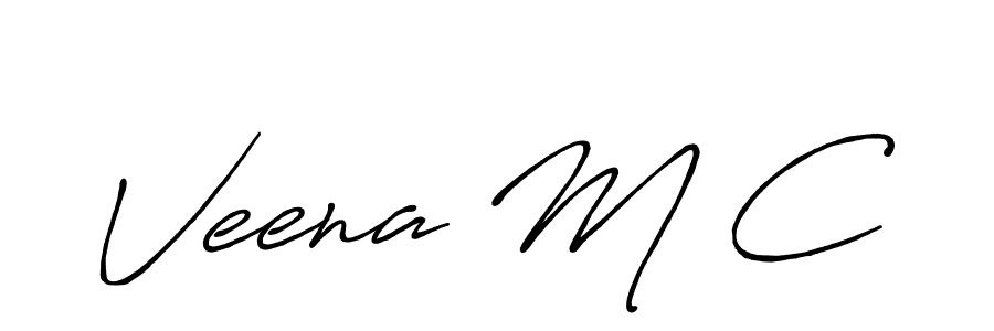 Veena M C stylish signature style. Best Handwritten Sign (Antro_Vectra_Bolder) for my name. Handwritten Signature Collection Ideas for my name Veena M C. Veena M C signature style 7 images and pictures png