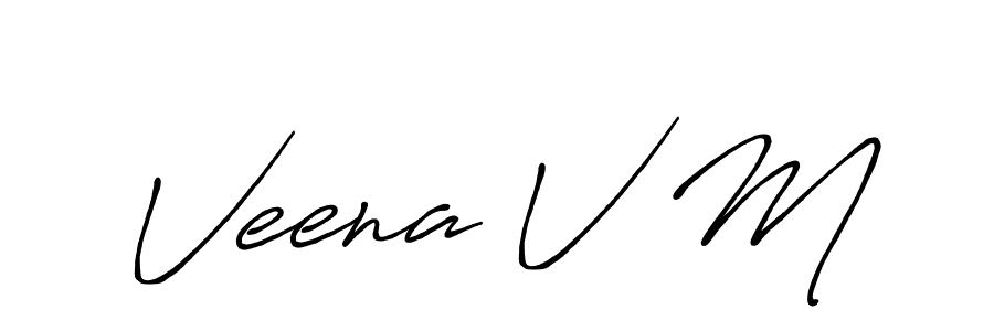 Use a signature maker to create a handwritten signature online. With this signature software, you can design (Antro_Vectra_Bolder) your own signature for name Veena V M. Veena V M signature style 7 images and pictures png