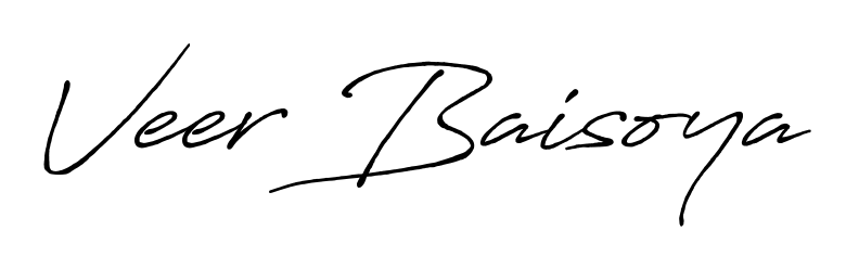 The Antro_Vectra_Bolder font transforms the name Veer Baisoya into an executive sign with sharp precision and distinguished character. Veer Baisoya signature style 7 images and pictures png