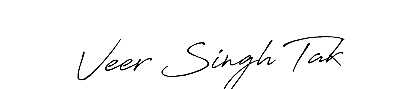 How to make Veer Singh Tak name signature. Use Antro_Vectra_Bolder style for creating short signs online. This is the latest handwritten sign. Veer Singh Tak signature style 7 images and pictures png