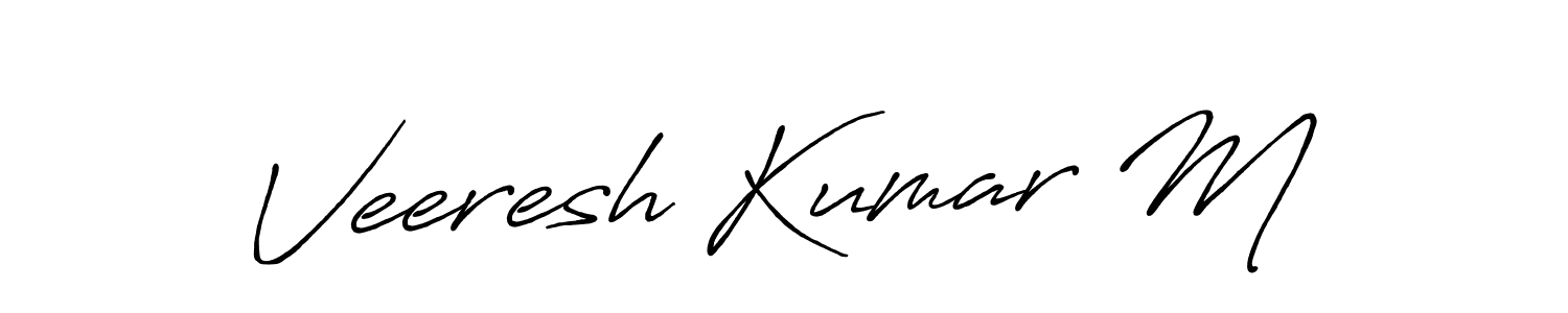 The best way (Antro_Vectra_Bolder) to make a short signature is to pick only two or three words in your name. The name Veeresh Kumar M include a total of six letters. For converting this name. Veeresh Kumar M signature style 7 images and pictures png