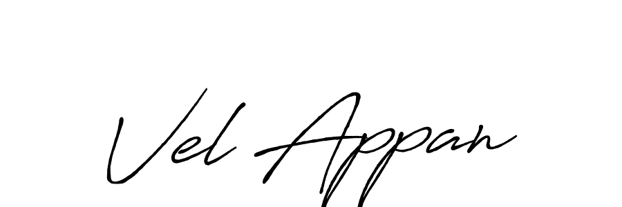 Use a signature maker to create a handwritten signature online. With this signature software, you can design (Antro_Vectra_Bolder) your own signature for name Vel Appan. Vel Appan signature style 7 images and pictures png