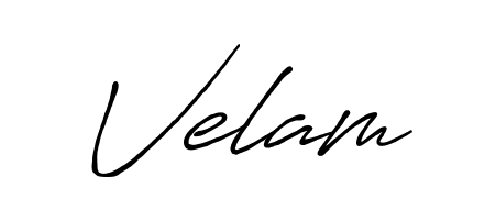 Try this chic Velam handwritten sign style. Using Antro_Vectra_Bolder font elements, it gives your name a sleek, memorable identity. Velam signature style 7 images and pictures png