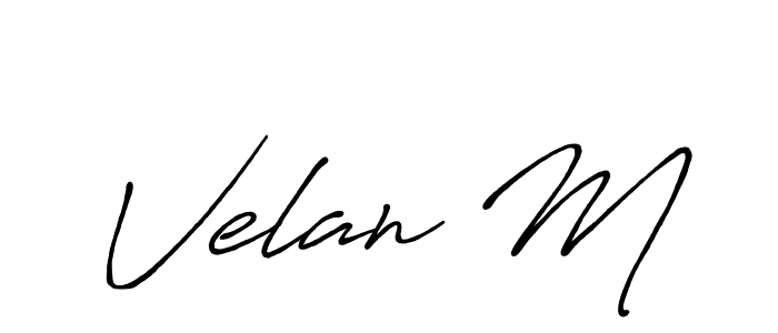 Design your own signature with our free online signature maker. With this signature software, you can create a handwritten (Antro_Vectra_Bolder) signature for name Velan M. Velan M signature style 7 images and pictures png