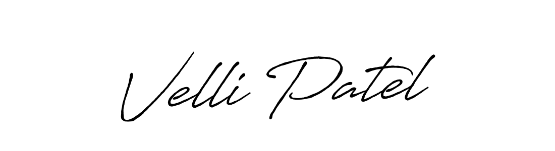 Create a beautiful signature design for name Velli Patel. With this signature (Antro_Vectra_Bolder) fonts, you can make a handwritten signature for free. Velli Patel signature style 7 images and pictures png