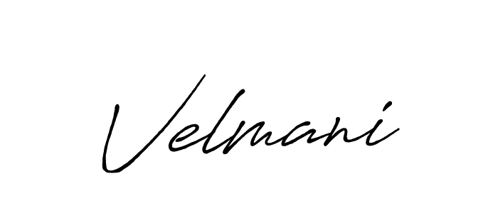Make a beautiful signature design for name Velmani. With this signature (Antro_Vectra_Bolder) style, you can create a handwritten signature for free. Velmani signature style 7 images and pictures png