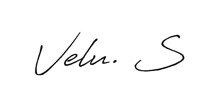 The best way (Antro_Vectra_Bolder) to make a short signature is to pick only two or three words in your name. The name Velu. S include a total of six letters. For converting this name. Velu. S signature style 7 images and pictures png