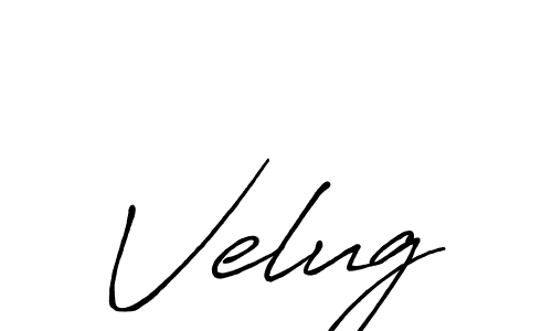 Velug stylish signature style. Best Handwritten Sign (Antro_Vectra_Bolder) for my name. Handwritten Signature Collection Ideas for my name Velug. Velug signature style 7 images and pictures png