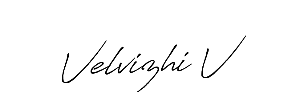 You should practise on your own different ways (Antro_Vectra_Bolder) to write your name (Velvizhi V) in signature. don't let someone else do it for you. Velvizhi V signature style 7 images and pictures png
