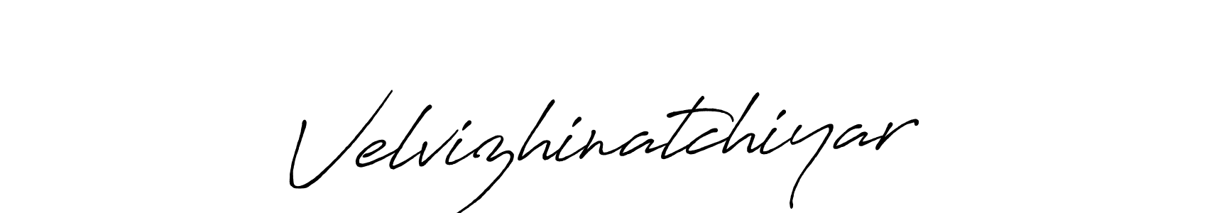 Create a beautiful signature design for name Velvizhinatchiyar. With this signature (Antro_Vectra_Bolder) fonts, you can make a handwritten signature for free. Velvizhinatchiyar signature style 7 images and pictures png