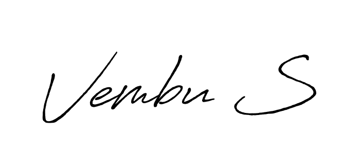 The best way (Antro_Vectra_Bolder) to make a short signature is to pick only two or three words in your name. The name Vembu S include a total of six letters. For converting this name. Vembu S signature style 7 images and pictures png