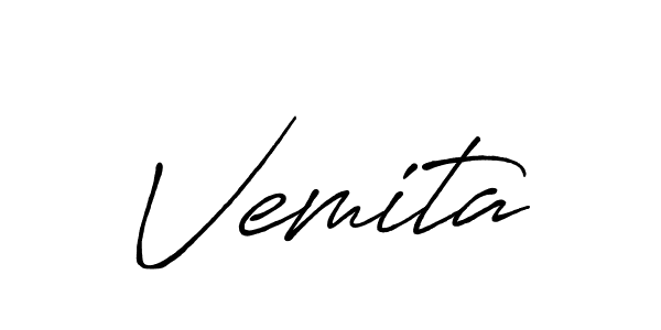 Vemita stylish signature style. Best Handwritten Sign (Antro_Vectra_Bolder) for my name. Handwritten Signature Collection Ideas for my name Vemita. Vemita signature style 7 images and pictures png