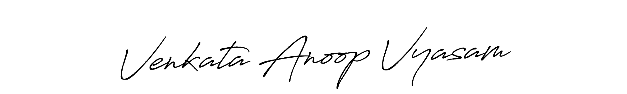 How to make Venkata Anoop Vyasam name signature. Use Antro_Vectra_Bolder style for creating short signs online. This is the latest handwritten sign. Venkata Anoop Vyasam signature style 7 images and pictures png