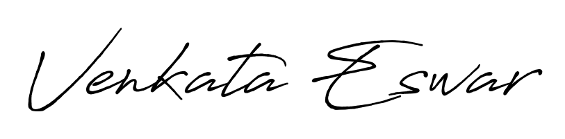 The Antro_Vectra_Bolder handwriting style adds charm and authenticity to name Venkata Eswar. A wonderful choice for personal thank-you notes. Venkata Eswar signature style 7 images and pictures png