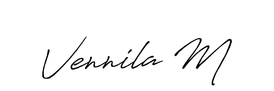 Vennila M stylish signature style. Best Handwritten Sign (Antro_Vectra_Bolder) for my name. Handwritten Signature Collection Ideas for my name Vennila M. Vennila M signature style 7 images and pictures png