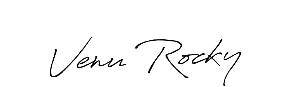 Use a signature maker to create a handwritten signature online. With this signature software, you can design (Antro_Vectra_Bolder) your own signature for name Venu Rocky. Venu Rocky signature style 7 images and pictures png