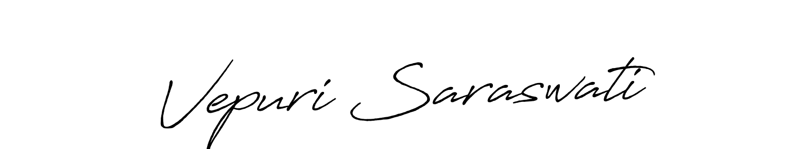 How to make Vepuri Saraswati name signature. Use Antro_Vectra_Bolder style for creating short signs online. This is the latest handwritten sign. Vepuri Saraswati signature style 7 images and pictures png