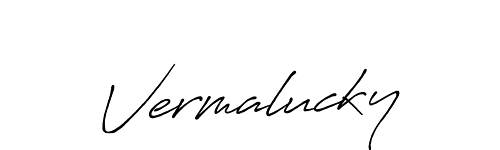 Use a signature maker to create a handwritten signature online. With this signature software, you can design (Antro_Vectra_Bolder) your own signature for name Vermalucky. Vermalucky signature style 7 images and pictures png