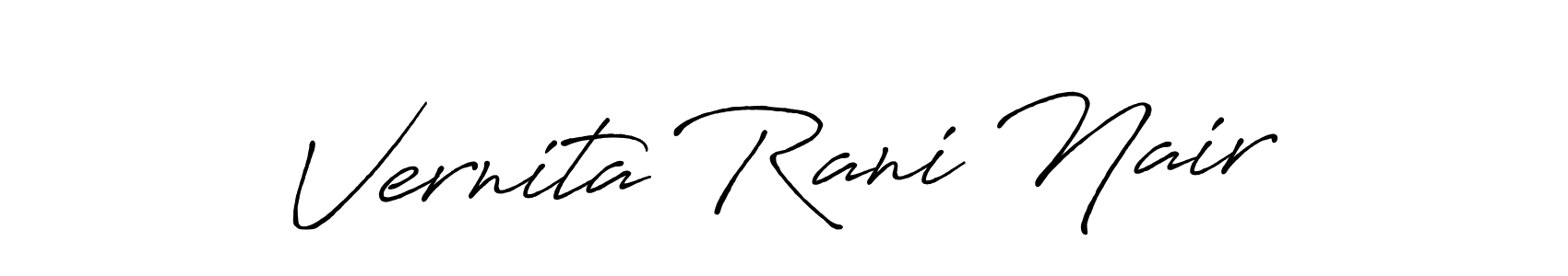 How to make Vernita Rani Nair name signature. Use Antro_Vectra_Bolder style for creating short signs online. This is the latest handwritten sign. Vernita Rani Nair signature style 7 images and pictures png