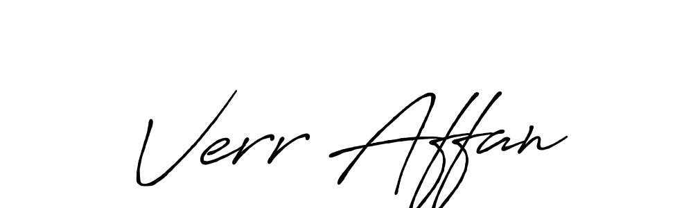 Use a signature maker to create a handwritten signature online. With this signature software, you can design (Antro_Vectra_Bolder) your own signature for name Verr Affan. Verr Affan signature style 7 images and pictures png