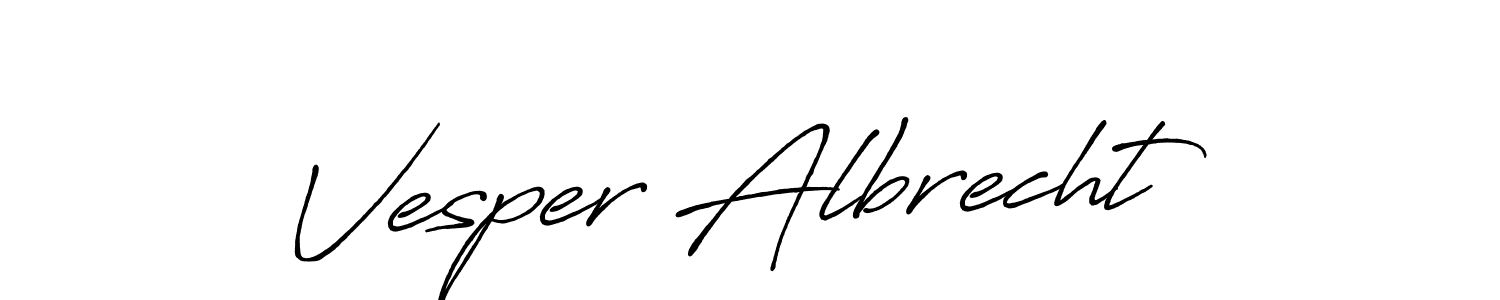 How to make Vesper Albrecht name signature. Use Antro_Vectra_Bolder style for creating short signs online. This is the latest handwritten sign. Vesper Albrecht signature style 7 images and pictures png