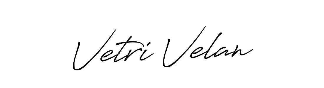 Create a beautiful signature design for name Vetri Velan. With this signature (Antro_Vectra_Bolder) fonts, you can make a handwritten signature for free. Vetri Velan signature style 7 images and pictures png