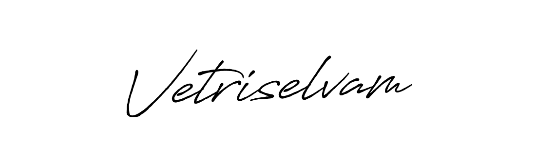 Vetriselvam stylish signature style. Best Handwritten Sign (Antro_Vectra_Bolder) for my name. Handwritten Signature Collection Ideas for my name Vetriselvam. Vetriselvam signature style 7 images and pictures png